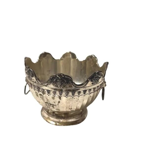 Glasses Cooler/french Antique/victorian Silver Plated  Vintage Silver Plate Ornate Monteith Bowl LION Handles Gold Wash Interior